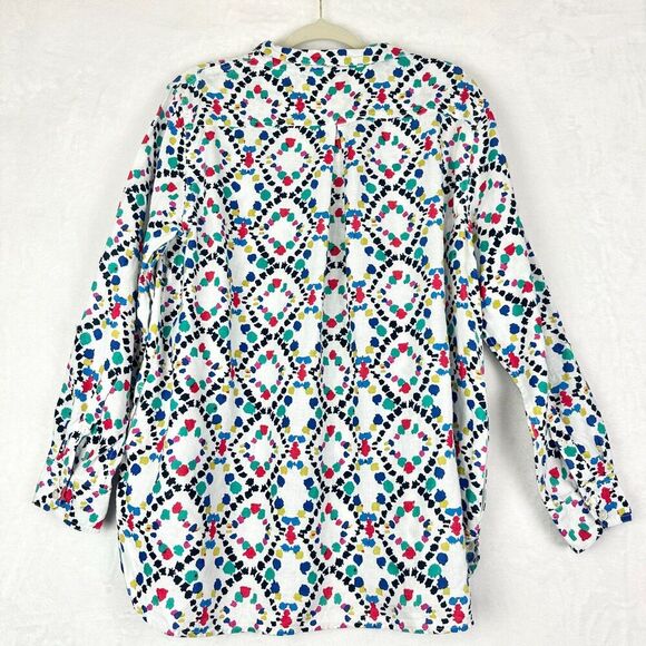 John Mark Abstract Print Linen Tunic Top Size Large Pockets Artsy Lagenlook - Picture 2 of 7